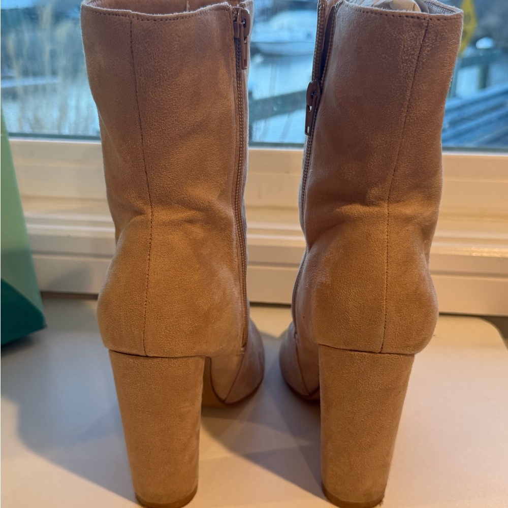 HRH Beige Suede High Heel Ankle Boots - Picture 3 of 5
